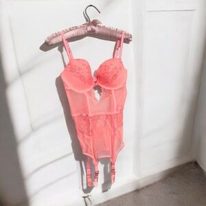 NWT Victoria Secret Pink Lace corset 36C coquette bling glam